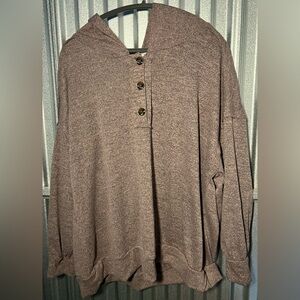 Andre by Unit Mauve Oversized Button Detail Hoodie Lightweight NWOT 2X​